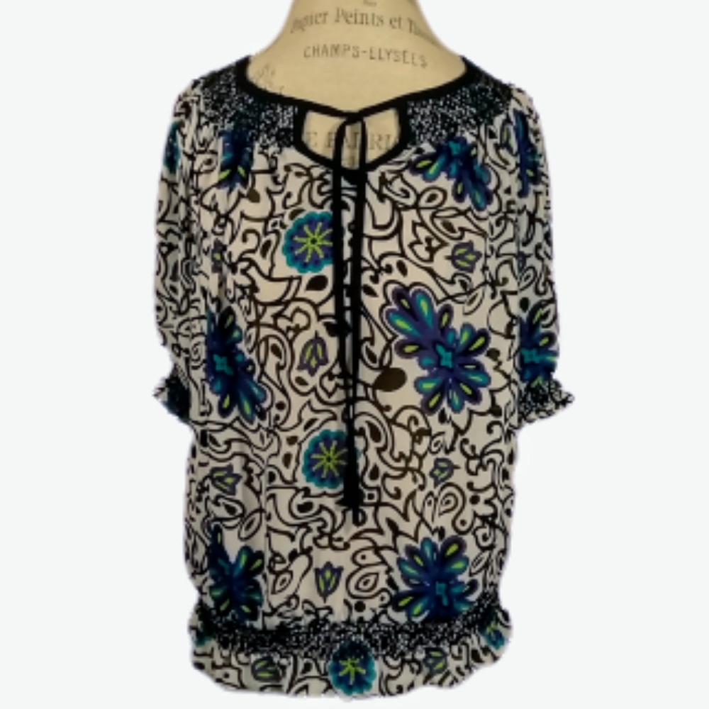 Peasant top Black white blue green